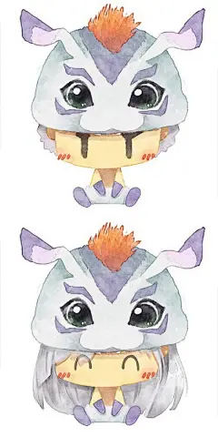 【#你们的头像都被我承包了# 】画了男女版第一季数码宝贝成长期情侣头像合集第二弹，无水印。|.(ฅ⁍̴̀◊⁍̴́)و ̑̑