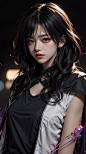 AI绘画：缤纷之光 迷人黑眸的少女-05