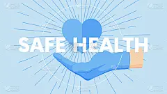 手势以人体手部为背景，以旭日医学为理念，载体海报以安全健康为口号