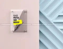 透明有机玻璃亚克力展示海报广告设计贴图ps样机素材场景展示效果下载_颜格视觉