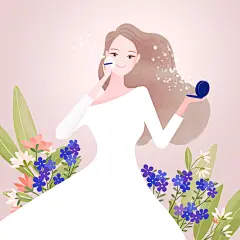美容美妆彩妆手绘插画美女卡通人物护肤品广告海报设计素材psd-淘宝网