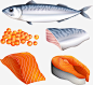 鱼肉高清素材 三文鱼 手绘 整条鱼 日料 水产品 活鱼 海鱼 海鲜 生吃 超市 餐饮 饭店 鱼块 鱼眼 鱼籽 鱼肉 免抠png 设计图片 免费下载