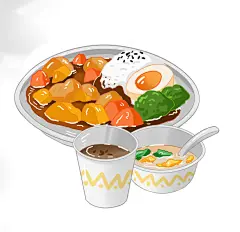 卡通手绘咖喱猪排饭寿司日料美食元素插画