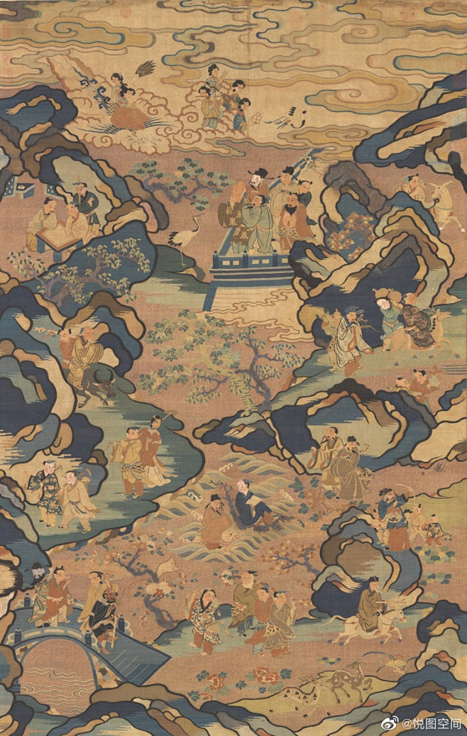 台北故宫博物院藏缂丝绘画欣赏 佚名《缂丝群仙献寿图》（宋代）台北故宫博物院藏 缂丝，又称“刻丝”，是中国传统丝绸艺术品中的精华。是中国丝织业中 ...