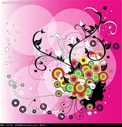 藤蔓和同心圆花纹矢量背景背景素材|花纹|矢量背景|矢量素材|矢量图|藤蔓|同心圆|印花图案|可爱卡通矢量背景|矢量背景底纹|名片矢量背景|花纹矢量背景