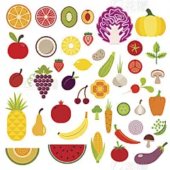 Set of fruits and vegetables