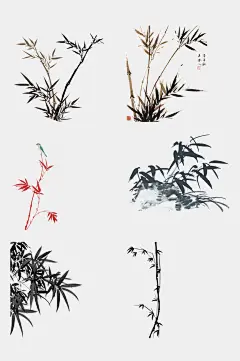 精美水墨竹子手绘免抠素材