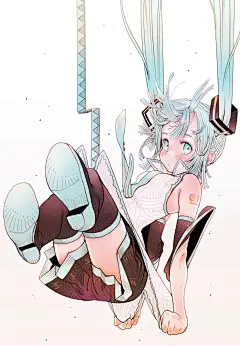 手机壁纸|kawamitsu_sr画的初音未来 ​​​
