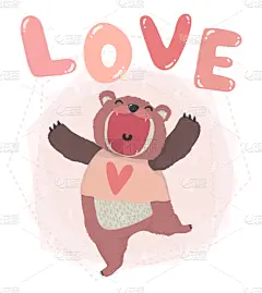 可爱的,泰迪熊,贺卡,动物,儿童,t恤,粉色,平坦的,张着嘴,艺术