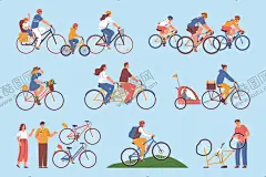 春季骑行插画 【酷图网】春季骑行插画,骑行插画,休闲娱乐,卡通插画,卡通贴纸,水彩元素,水彩插画,插画元素,手绘插画,插画设计,矢量元素,元素设计