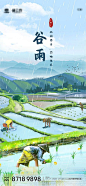【仙图网】海报 二十四节气 谷雨 插画 简约 意境 稻田|824770 