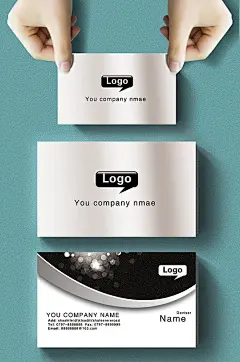 银黑大气商务名片-众图网