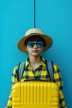 拖着行李箱去旅行