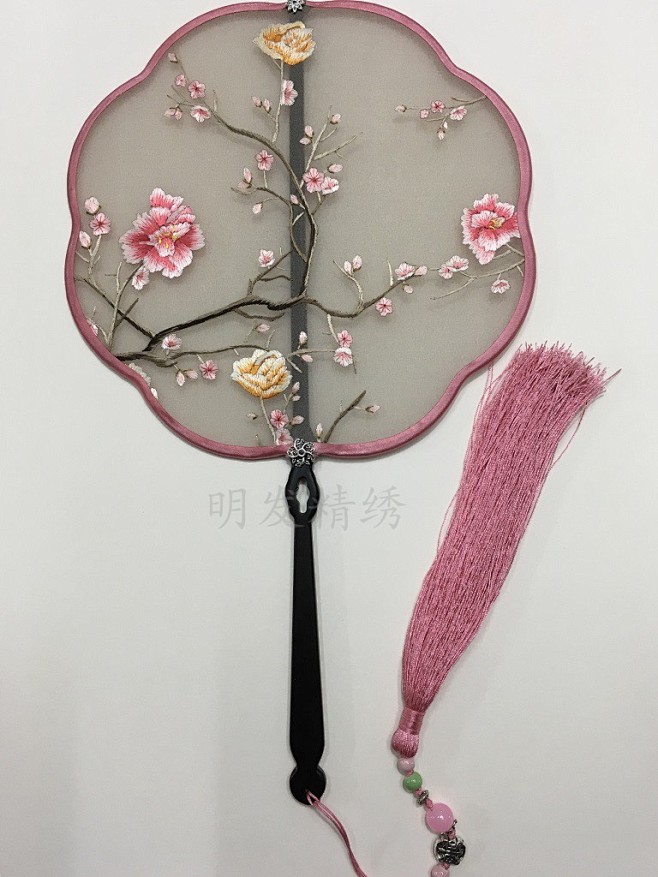 苏绣纯手工刺绣宫扇精品绣花扇子双面绣成品...