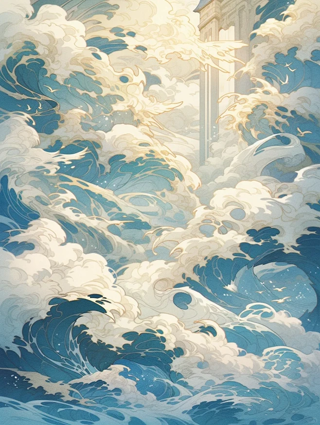 巨浪滔天 天水灌入人间巨浪翻涌