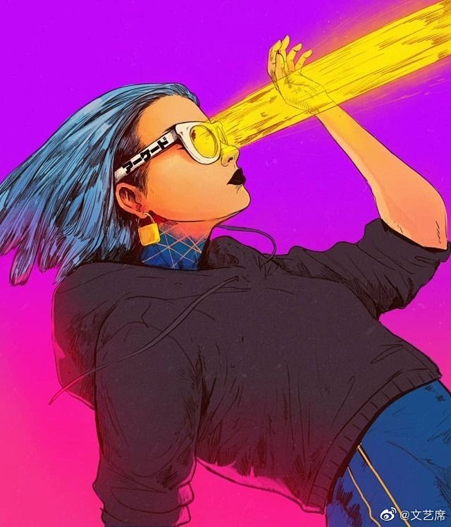 戴眼镜的炫酷女孩