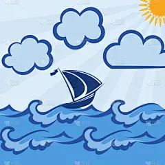 云与波的抽象明信片.