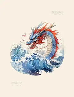 水彩国潮手绘生肖龙