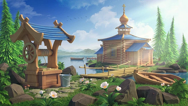 欧美q版室外场景原画来自cgbook.cn (2071)-花瓣网