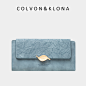 Colvon Klona钱包女夏2022新款小众设计精致简约超薄长款手拿包女-淘宝网