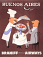 Travel Tourism Buenos Aires Argentina Braniff Chef Food Fine Art Poster CC4392 | eBay