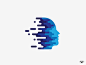 Tech Logo network computer logo logotype blue digital human artificial intelligence face head tech 3d