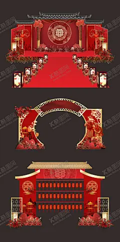 古风造型美层 【酷图网】美陈,堆头,结婚,婚礼,中国风,喜庆,