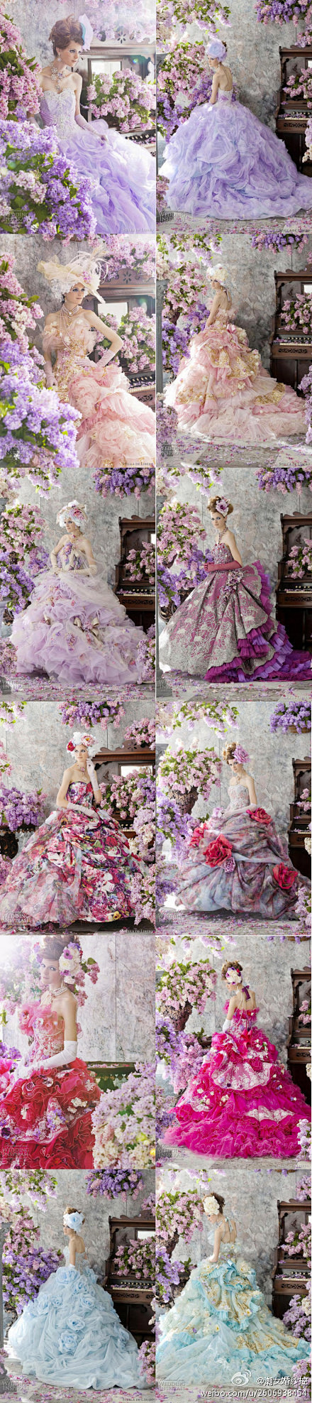 梦幻的彩色婚纱礼服，我最爱紫色，你呢？
