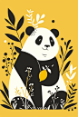 熊猫和竹子插图插画图片