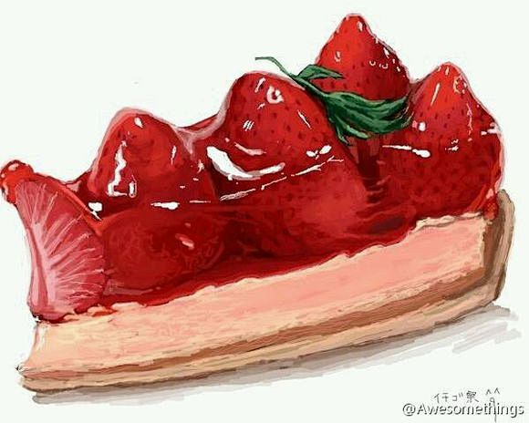 #草莓蛋糕#插画
