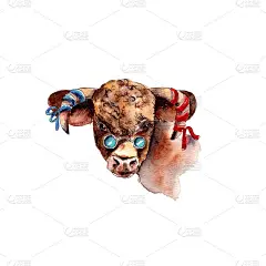 水彩插图。2021年的牛年。可爱的不寻常的引导。新年和圣诞节的插图。公牛是2021年的象征。孤立在白