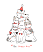 可爱卡通手绘猫咪插画日韩圣诞猫咪扁平化 eps源文件线稿矢量素材
