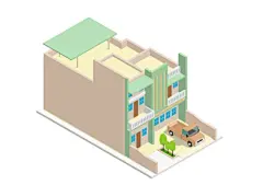 建筑插画现代简约风格的房屋模型