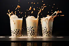 温暖舒适的珍珠奶茶饮品摄影图片