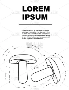 轮廓,矢量,传单,白色,绘画插图,式样,porcini mushroom,平坦的,白色背景,贺卡