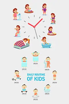 儿童作息时间表卡通插画