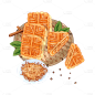 水彩画-中秋节月饼贴纸元素-月饼