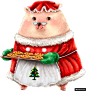 节日美味 圣诞饼干 鼹鼠夫人 手绘圣诞卡通动物模板免扣png