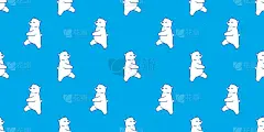熊北极熊无缝模式矢量孤立背景壁纸蓝色