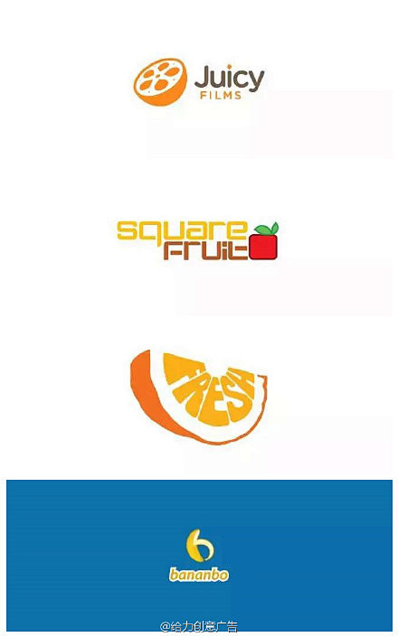 新鲜来了国外水果元素logo设计