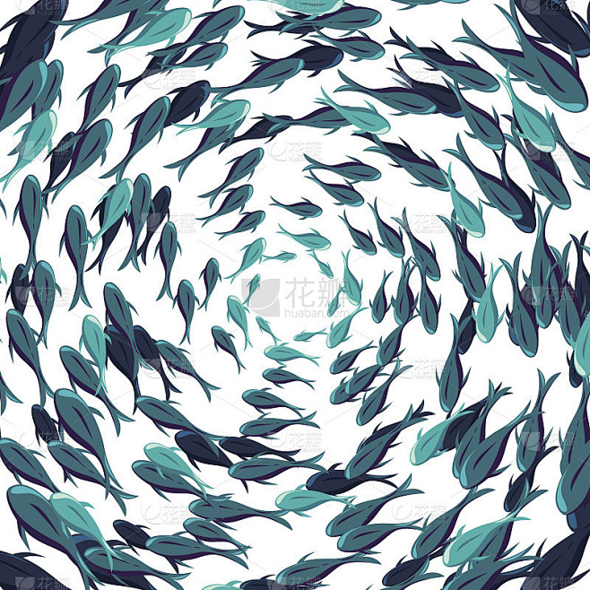 矢量鱼群插图，水下海景设计