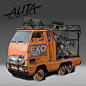 Alita battle angle - EXO part truck, Gadget-Bot Productions : Happy Monday Everyone! I have another vehicle design to share from Alita Battle angle i did at Gadget-Bot. This was a EXO parts seller that you see driving around in the background of the film.