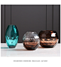 轻奢彩色玻璃花瓶透明加厚创意软装饰品样板房客厅摆件-淘宝网