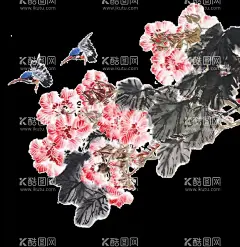 水彩花国画花鸟花卉春季促销  - 源文件下载【酷图网】水彩花,花背景,花朵,手绘花,花,春天花,花卉,彩色,花边框,春季促销,古风,传统,文化,古典