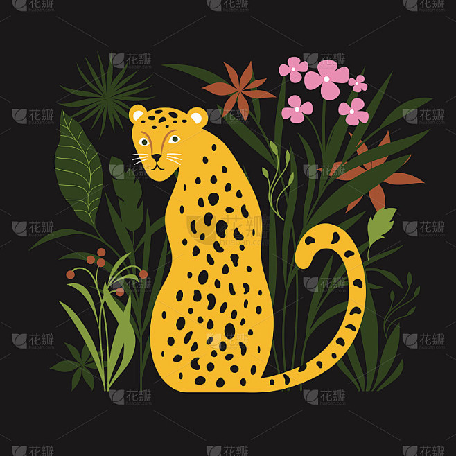 丛林豹，矢量插图