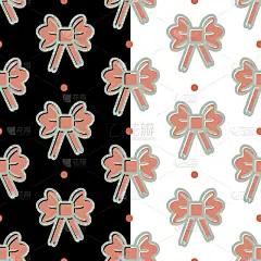 Gift bow seamless pattern. Cute geometrical compos