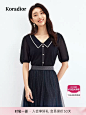 珂莱蒂尔2024年夏季新款时尚减龄学院风舒适透气冰丝针织衫女上衣-tmall.com天猫