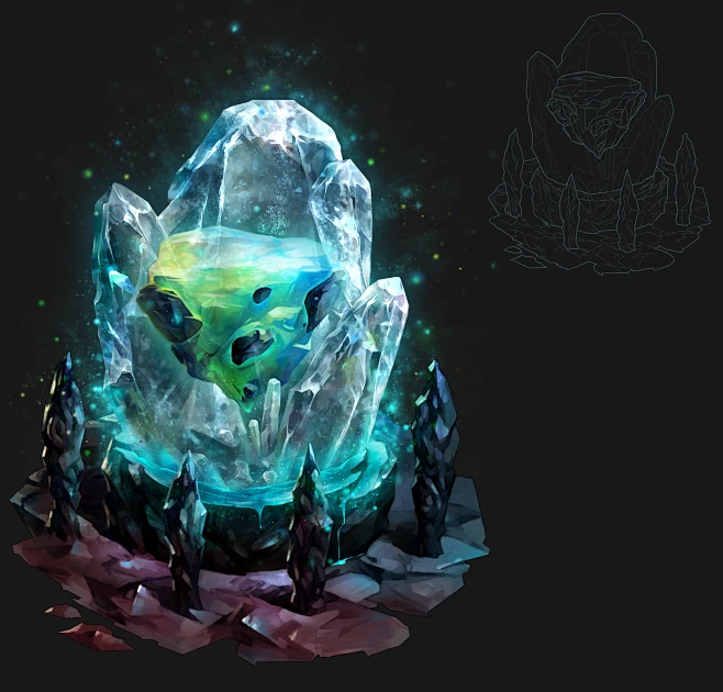 场景原画 建筑 魔法水晶 魔法石 集合石