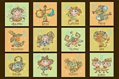 创意可爱风格十二星座插画合集 – 设计小咖