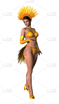 3D渲染显示女孩在白色